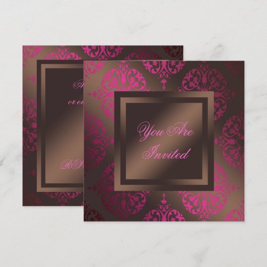 Invitation Chocolat marron fuchsia Fête (Devant / Derrière)