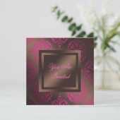 Invitation Chocolat marron fuchsia Fête (Debout devant)