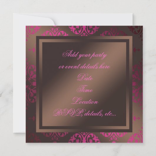 Invitation Chocolat marron fuchsia Fête (Dos)
