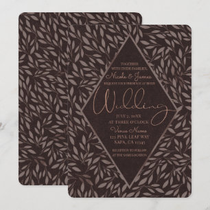 Invitation Chocolat Mauve Rose Feuilles Botanique Mariage