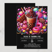 Invitation Chocolat mignon Candyland Digital Anniversaire (Devant / Derrière)