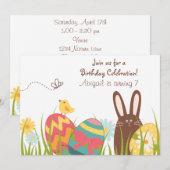 Invitation Chocolat mignon lapin et oeufs de Pâques Anniversa (Devant / Derrière)