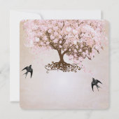 Invitation Chocolat Misty Pink Heart Leaf Inséparables (Dos)