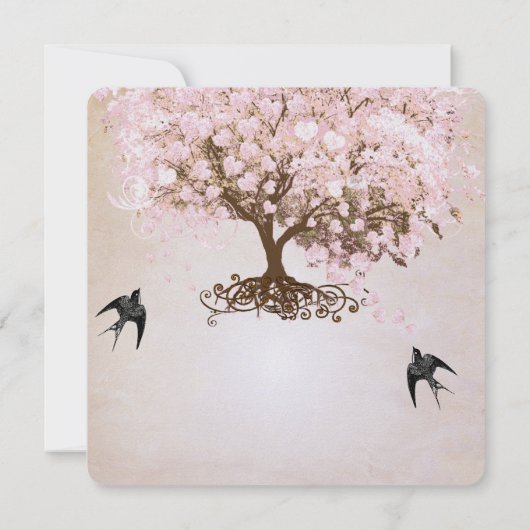 Invitation Chocolat Misty Pink Heart Leaf Inséparables (Dos)