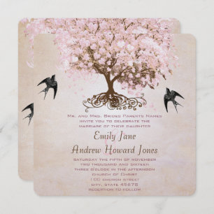 Invitation Chocolat Misty Pink Heart Leaf Inséparables