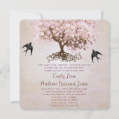 Invitation Chocolat Misty Pink Heart Leaf Inséparables (Devant)