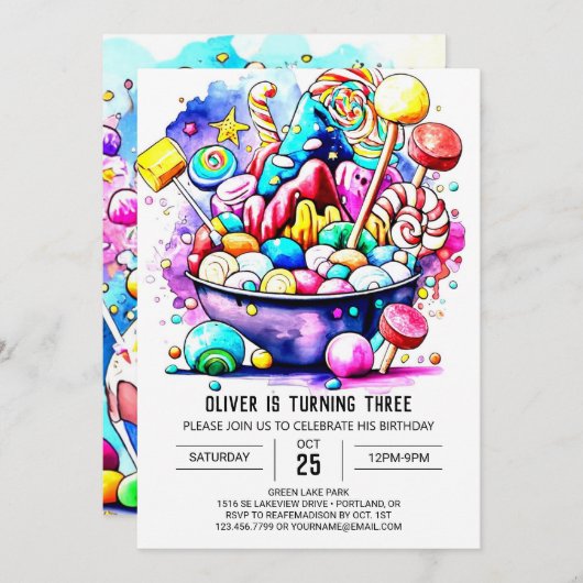 Invitation Chocolat sucré moderne Anniversaire (Devant / Derrière)