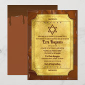 Invitation Chocolat Ticket d'Or Bat Mitzvah ou Bar Mitzvah (Devant / Derrière)