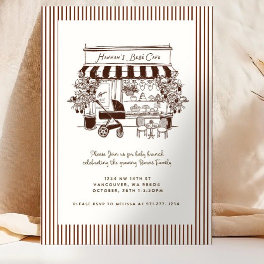 Invitation Chocolate Brown Bebe Cafe | bébé en préparation | 