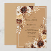 Invitation Chocolate Brown Rustic Harvest Wedding (Devant / Derrière)