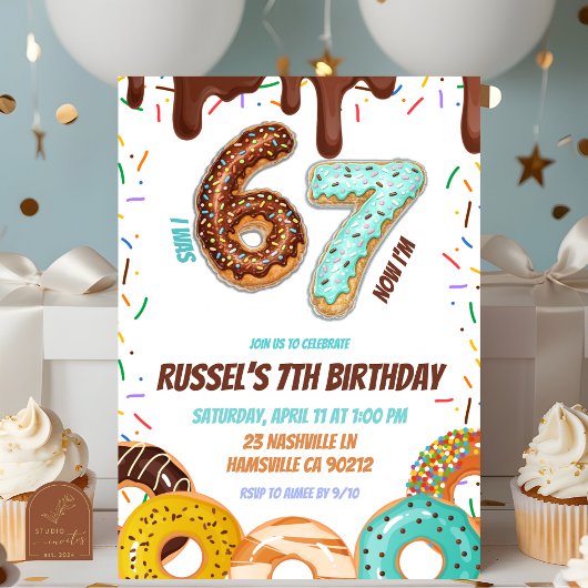Invitation Chocolate Donut 67 Boy Birthday party