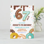 Invitation Chocolate Donut 67 Boy Birthday party (Debout devant)