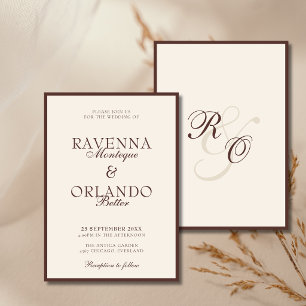 Invitation Chocolate Ivory Monogram Glam Mariage Old Money