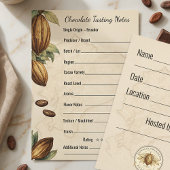 Invitation Chocolate Tasting Notes Professional Format Card