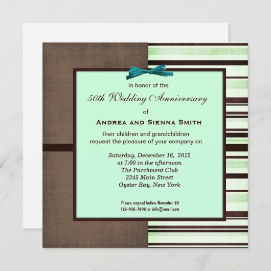 Invitation ChocoMint 50e anniversaire de mariage (Devant / Derrière)