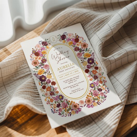 Invitation Chocs Chic Fleurs Wedding shower Monogramme