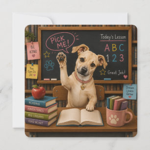Invitation Choisis-moi ! Chien d'école mignon levant la patte