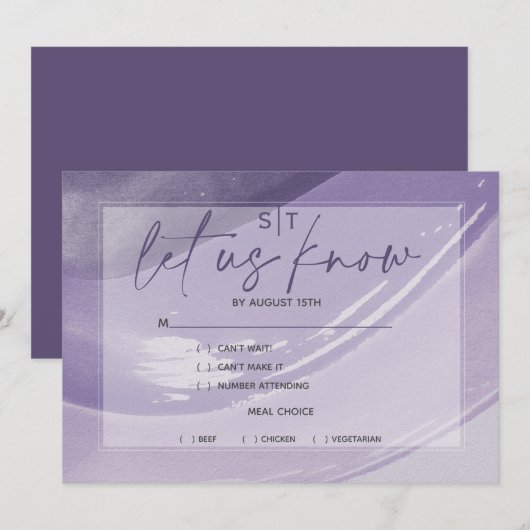 Invitation Choix de repas moderne aux tons de prune RSVP coup (Devant / Derrière)