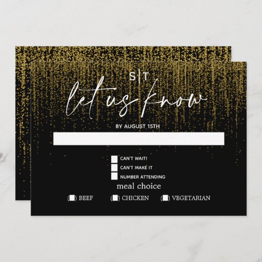 Invitation Choix de repas moderne RSVP Edgy Parties scintilla (Devant / Derrière)