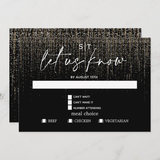 Invitation Choix de repas moderne RSVP Edgy Parties scintilla (Devant / Derrière)