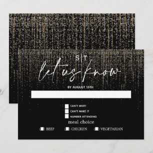 Invitation Choix de repas moderne RSVP Paillettes de champagn