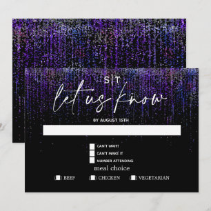 Invitation Choix de repas moderne RSVP Paillettes violettes E