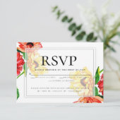 Invitation Choix de repas RSVP | Floral jaune rouge (Debout devant)