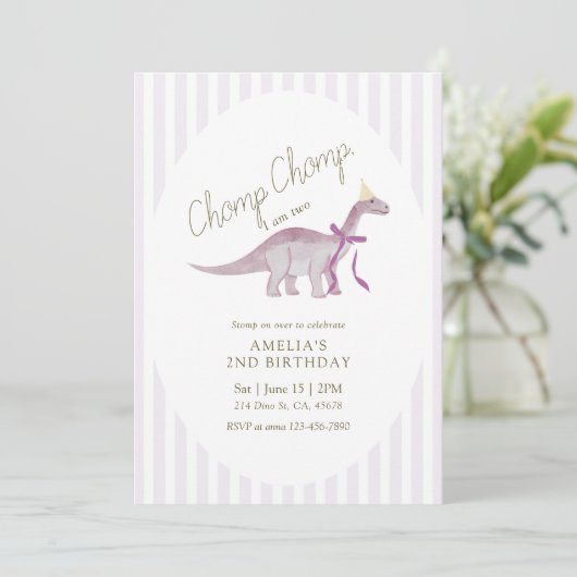 Invitation Chomp Chomp I’m Two Dinosaur Birthday (Debout devant)