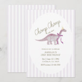 Invitation Chomp Chomp I’m Two Dinosaur Birthday (Devant / Derrière)