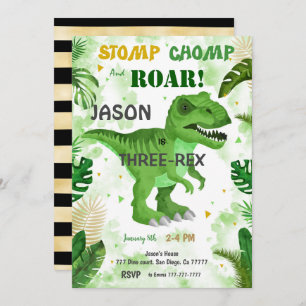 Invitation CHOMP ET RACINE ! Son Anniversaire Dinosaure