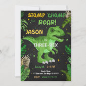 Invitation CHOMP ET RACINE ! Son Anniversaire Dinosaure (Devant)