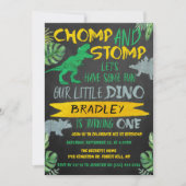 Invitation Chomp & Stomp ! Dinosaur Boys 1er anniversaire (Devant)