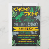 Invitation Chomp & Stomp ! Dinosaur Boys 2e anniversaire (Devant)