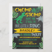 Invitation Chomp & Stomp ! Dinosaur Boys 3e anniversaire (Devant)