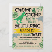 Invitation Chomp & Stomp ! Dinosaur Boys 3e anniversaire (Devant)