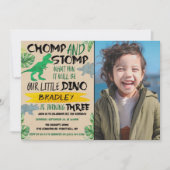 Invitation Chomp & Stomp ! Dinosaur Boys 3ème anniversaire Ph (Devant)