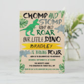 Invitation Chomp & Stomp ! Dinosaur Boys 4e anniversaire (Debout devant)