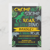 Invitation Chomp & Stomp ! Dinosaur Boys 4e anniversaire (Devant)