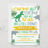 Invitation Chomp & Stomp ! Dinosaur Boys 4e anniversaire (Devant)