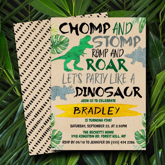 Invitation Chomp & Stomp ! Dinosaur Garçons N'Importe Quel Âg