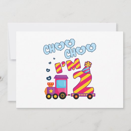 Invitation Choo Choo I m 2 2e train d'anniversaire (Devant)