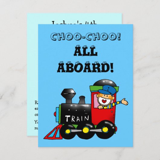Invitation choo choo train de 4 ans (Devant / Derrière)