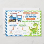 Invitation Choo Choo Train & Dinosaur Joint Birthday (Devant)