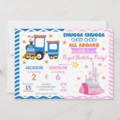 Invitation Choo Choo Train & Princess Joint Birthday (Devant)