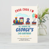 Invitation Choo Choo Train Véhicule Transport Anniversaire I (Debout devant)