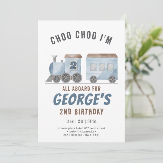 Invitation ChooChoo Transport de véhicule ferroviaire Anniver (Debout devant)