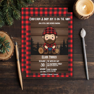 Invitation Chop Chop ! Baby shower de flannelle de bûcheron r