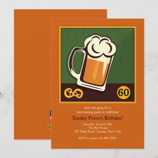 Invitation Chope de Bière (Devant / Derrière)