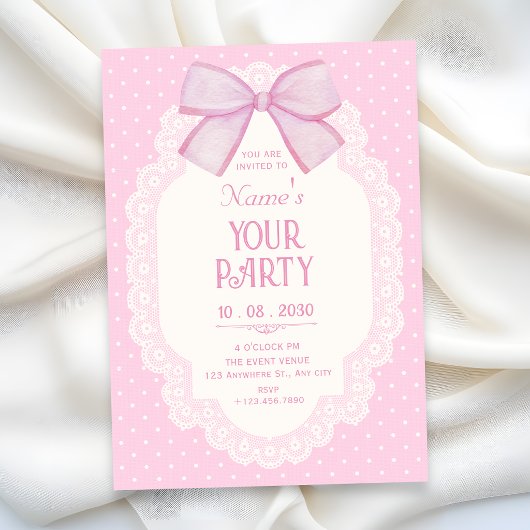Invitation Choquette à ruban rose