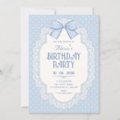 Invitation Choquette d'anniversaire à ruban bleu (Devant)